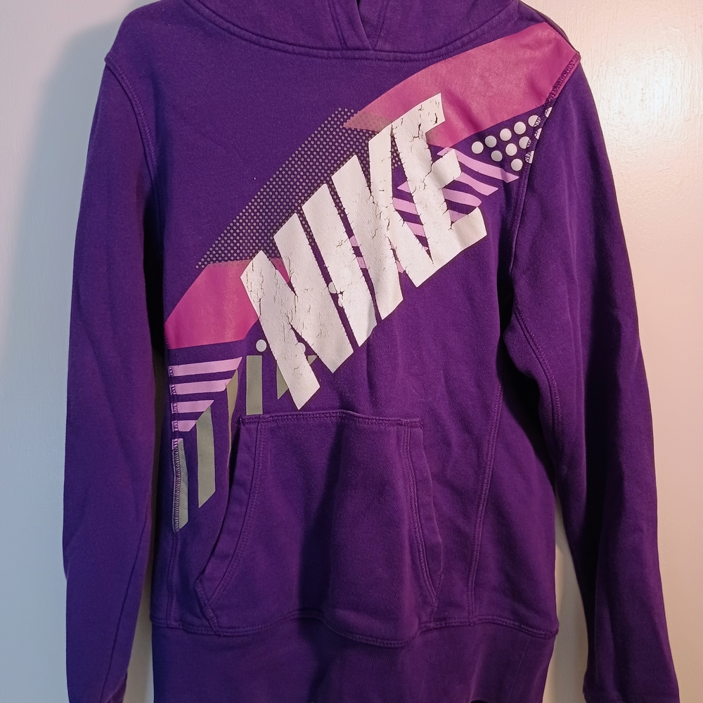 Nike Purple Hoodie with Pink Accents Distressed